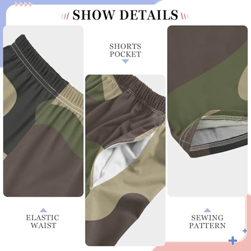 ZZXXB Green Brown Black Camouflage Boys Long Pants Soft Trousers Elastic Waist Kids Lounge Bottoms with Pockets S-XL4