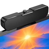 Cirqon Computer Speakers for Desktop PC, Easy Volume Knob, Sturdy Clamp, Clear Loud Sound, Laptop Speakers with Compact Design, USB/USB C Adapter for Power and Audio(Black)