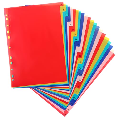 Tab A-Z Binder Dividers, Alphabet Plastic Binder Dividers with Multicolor Tabs, Letter Size 8.2' x...