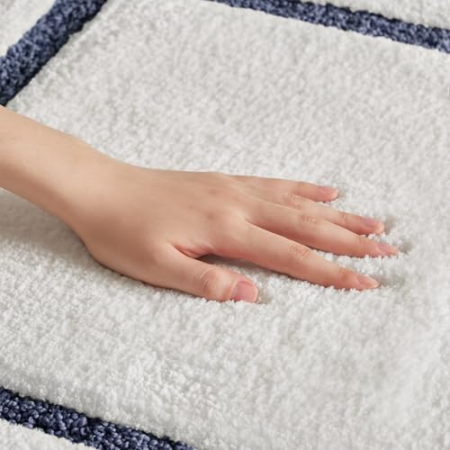 Madison Park Roan Border Tufted Bath Rug Non-Slip Absorbent, 20 x 32, Navy by Madison Park - Used condition - Image 8