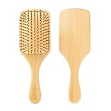 RHOS Bamboo Paddle Hair Brush for Men&Women-Bamboo Bristles Hair Brush for Detangling,Massage and Sm