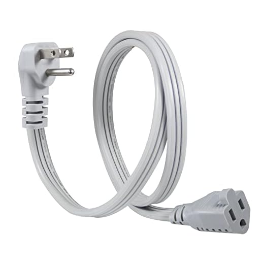 KUNCAN Appliance Power Extension Cord - 3 Prong Flat Wire SPT-3 14 AWG Heavy Duty Male to Female Extender Low Profile Grounded Cable for Major AC Unit, Air Conditioner, Refrigerator (3 Feet)