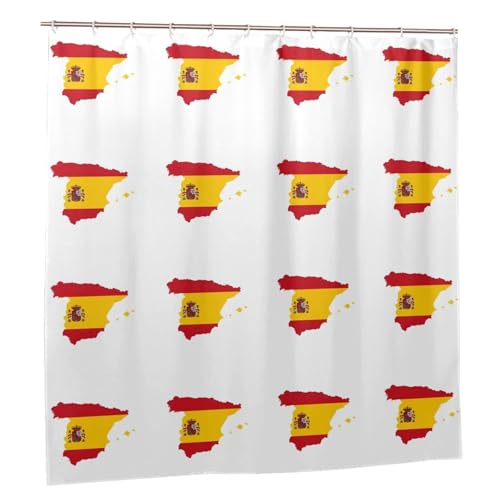 Rideau de douche polyester imperméable carte espagnole 12 œillets bain 183cm - 3