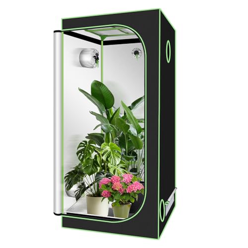 Monucep Grow Tent, tenda da giardino, 100 x 100 x 200 cm, resistente alla luce e impermeabile, con finestra di osservazione, Grow Box per serra ariosa, coltivazione in ambienti interni