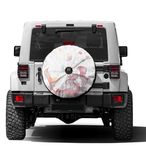 Image of Lovely Mermaid Shells Spare Tire Cover with Backup Camera Hole Wheel Tire Cover Fit Trailer, RV, SUV and Many Vehicle 18inch