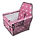 Bear Pattern Pet Carrier Cage, Washable Folding Pet Car Seat with Support Rod, Adjustable Safety Strap for Dogs, Oxford Cloth Travel Carrier Compatible with Front or Rear Car H (Pink paw Print