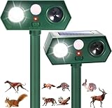 Solar Animal Repellent Ultrasonic Cat Deterrent Outdoor Deer Repellent Devices with Motion Sensor Animal Repeller to Raccoon Squirrel Rabbit Dog Skunk with lP66 Waterproof for Yard Lawn (2)