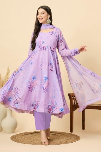 Image of Jwalin Women's Georgette Kurta Pant Set with Dupatta|Ethnic Set