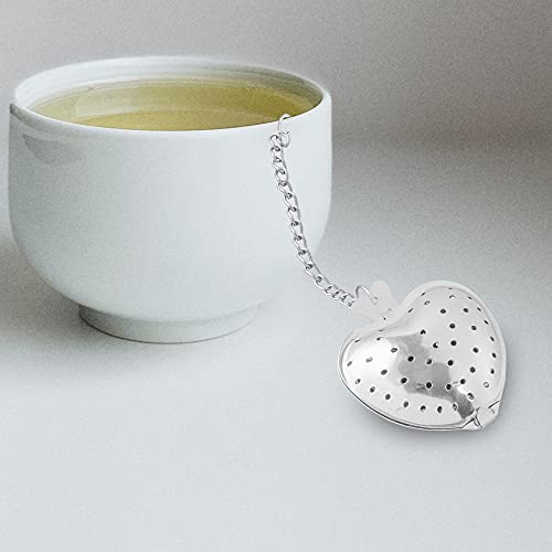 Veiren 10 Pieces Stainless Steel Tea Strainers Heart Shaped Tea Infuser Ball With Chain Hook Fine Holes Tea Interval Diffuser Manual Closed Loose Tea Leaf Spice Herbal Filter Portable Tea Accessories #TOP6