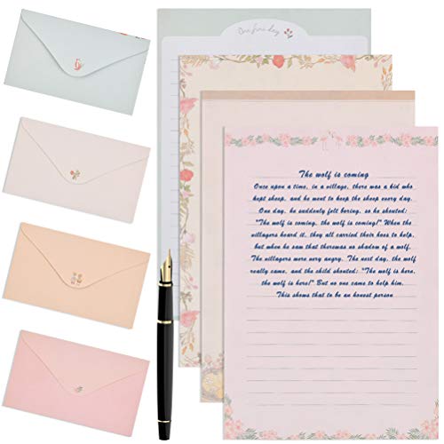 Timesetl Stationery Letter Paper And Envelopes Set, 60 Sheets Cute Letter Writing Paper & 30 Lovely Envelopes, 10 Different Flora And Fauna Printed Design, Double-Sided Printing, A5 Size #TOP6