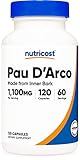 Nutricost PAU D'Arco Inner Bark 1100mg, 120 Vegetarian Capsules (60 Serv) - Non-GMO & Gluten Free