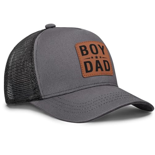 Image of Boy Father Dad Hat Leahter Patch from Son Trucker Hat Birthday