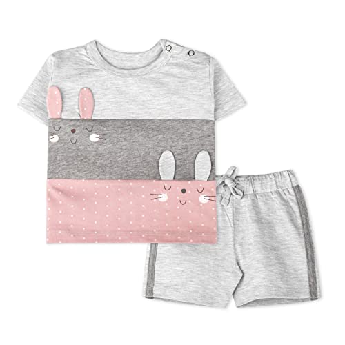 Image of ARIEL Baby Boys & Baby girls Cotton Printed Round Neck Half Sleeve T-shirt & Short Summer Clothing Sets