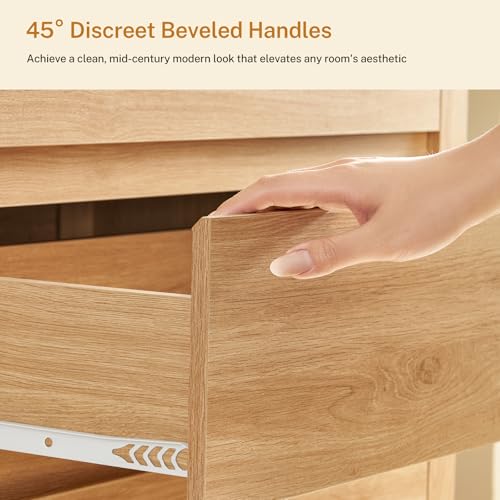 Image of TEENFON 63 inch Dresser for Bedroom with 9 Drawers, Modern Dressers & Chests of Drawers with Metal Handles, Wooden Dresser TV Stand, Bedroom Dressers, for Bedroom, Hallway, Natural