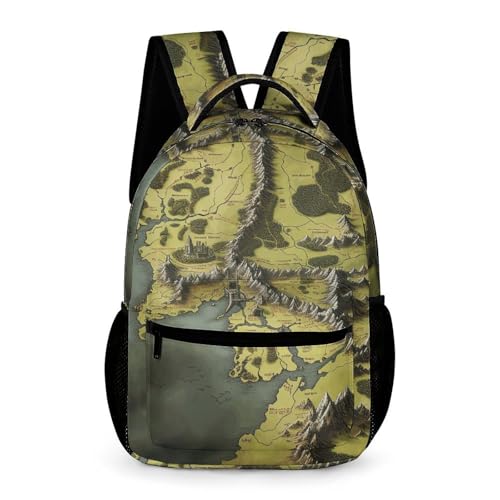 Middle Earth Map Backpack for Men Women, Durable Small Backpack Casual Lightweight Daypack for Travel Bag