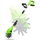 QAQWER Mini Motocultor EléCtrica Motoazada con BateríA Cargador de Litio 20v Motoazada EléCtrica Ajustable Profundidad de Labranza 25cm Ancho de Labranza10cm para Labranza del Suelo