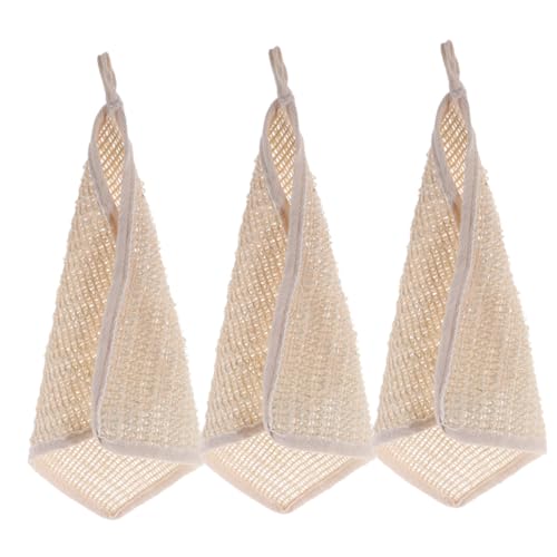OUNONA 3Pcs Wash Cloths Lightweight Ramie Face Towels for Gentle Cleansing Multi Functional Bath Cloths for Body and Absorbent Towels for Daily Use