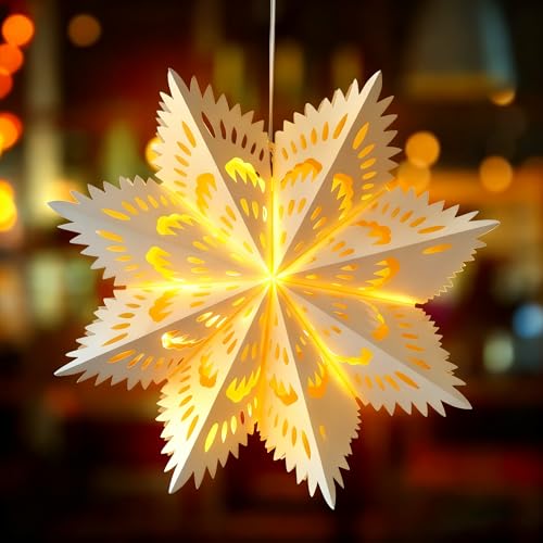 Weihnachtsstern Beleuchtet, 45 cm 3D Faltbarer Papierstern...