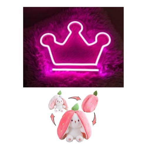 Image of EITHEO Stuffed Animal Plushie Stuffed Toy for Kids (Neon Crown + Bunny)