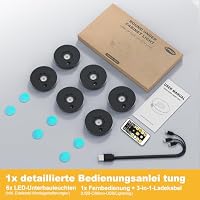 Ylatoial USB Aufladbare LED Spots Akku mit Fernbedienung, 3 Dimmbare Farbtemperaturen, Timer-Funktion, Kabellose Unterbau/Schrankbeleuchtung Rundes Design (6er Pack)(Warmweiß/Kaltweiß/Tageslichtweiß) – Ansicht 7