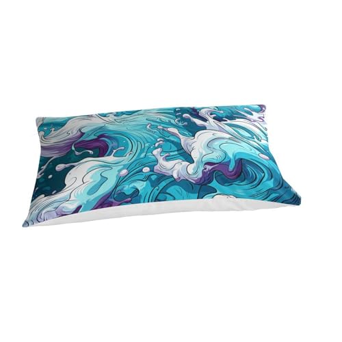 Housse de couette vagues mer microfibre parure lit 3 pièces - 3