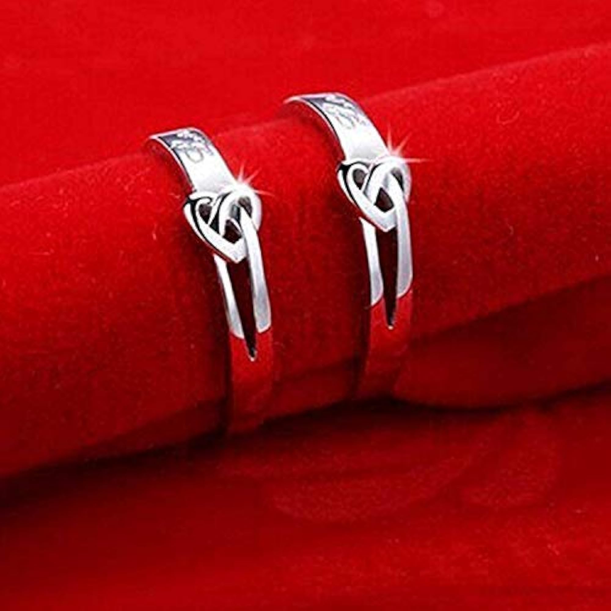 Heart Love Silver Adjustable Couple Finger Ring (FRCO1103116R)