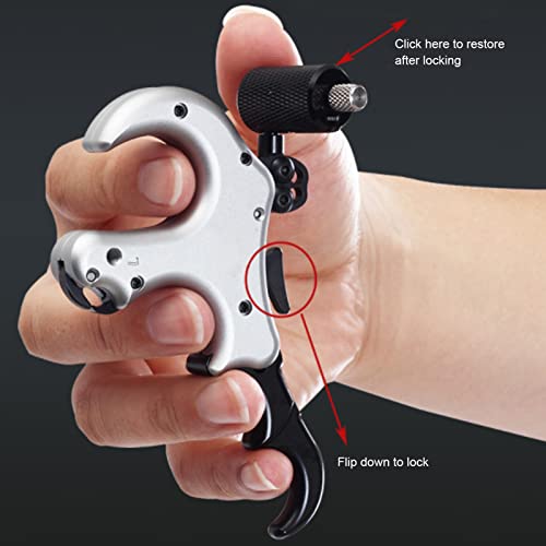 Bow Release Aid 3/4 Fingers Adjustable Humb Release Aluminum Alloy Compound Archery Release Aids (Silver) #TOP1