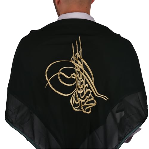 Bräutigam Hochzeitsschleier | Tugra bestickter türkischer Bräutigamschleier, Kostüm für Hochzeit, Henna-Nacht, Grün-Gold, Standard