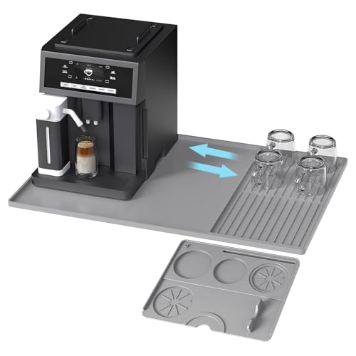 VirgoCCY 3-Pack Silicone Coffee Mat Set, 24" x 16" Coffee Bar Mat for Countertop with Separable Small Drying Mat and Espresso Tamping Mat, Fit Under Coffee Maker Espresso Machine, Gray