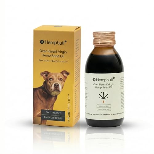 Image of Natural Hemp Seed Oil for Dogs & Cats 125 Ml | Pets Joints and Bone Support Stress Calming Massage Oil | Rich in Omega-3-6 Dog Supplement | Cold Pressed Hemp Oil for Dogs Pain Anxiety Relief