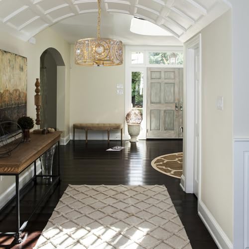 Image of Vintage Crystal Round Chandelier 14.17 inch Gold Dining Room Chandelier Over Table 4-Lights Classic Drum Pendant Light Fixture for Living Room Kitchen Island Entryway.