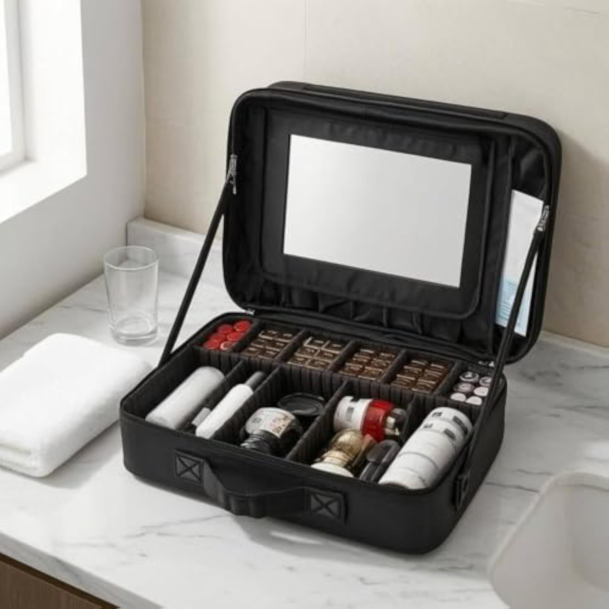 Large Capacity Professional Makeup Train Case, Multi-Layer Design