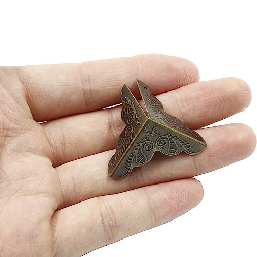 Image of 24Pcs Metal Corner Protector,1 inchx1 inch Bronze Box Corner Protectors,Decorative Metal Corner Guards,Antique Edge Cover with Mounting Screws