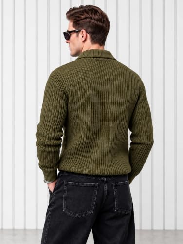 Image of Kvetoo Mens Woolen Sweater for Man Winter Quarter Zipper Knit Sweater Full Sleeve Office Wear Pullover