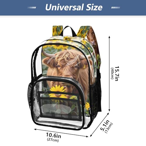 Clear Backpack for School Highland Cattle Sunflower Transparent Bookbag for Girls See Through PVC Boy Backpacks4