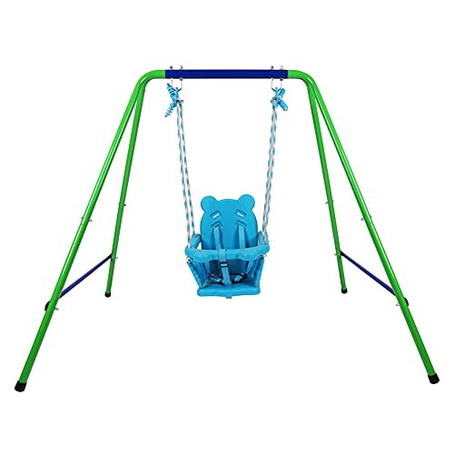 Swing Sets for Backyard Toddler, Toddler Swing Set Playset Baby Swing with Safety Harness Swing Stand Frame Outdoor Heavy Duty(9-36 Months)