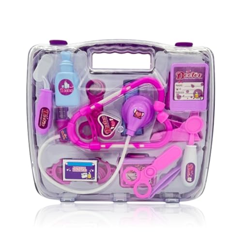 Toy Garden Kids Role Play Portable Doctor Set Medical Kit for Children with Pretend Play Nurse & Doctor Simulation Portable Medical Clinic Suitcase 14 PCS Puzzle Play Set for Boys & Girls (Pink)