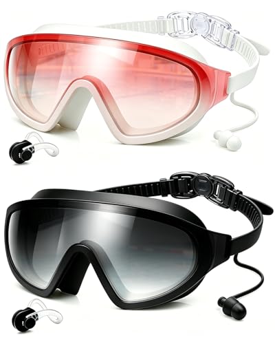 Image of Swim Goggles 2 Pack, Wide View Anti Fog&UV Swimming Goggles for Audlt, No Leak Pool Beach Essentials for Men Women