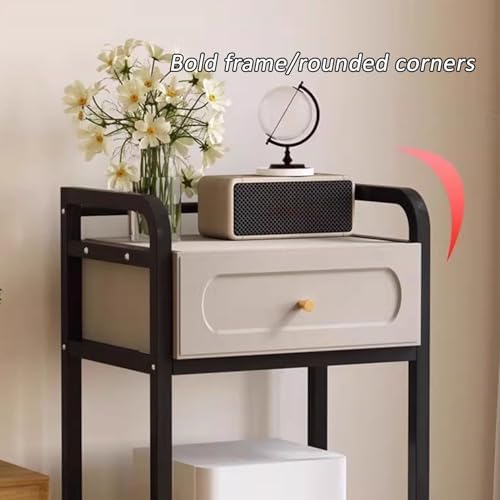 Robot Vacuum Cleaner Storage Rack with Drawer, Sweeping Robot Stand with Pulleys for Living Room & Bathroom - Space-Saving Organizer, Gray Robot Storage Solution