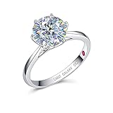 CARAT GALAXY Solitaire Engagement Ring 925 Sterling Silver With Cubic Zirconia Simulated Round...