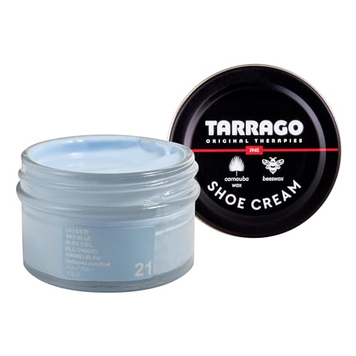 Tarrago Shoe Cream Professional Shoe Polish for Leather Boots, Shoes, Purse, Furniture Eco Friendly Leather Conditioner 1.7oz - Sky Blue 21