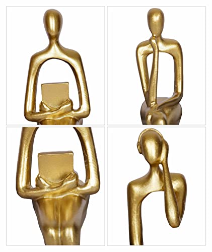 3Pcs Gold Decor Thinker Statue Abstract Art Sculpture Decorations Reading Women Figurine Modern Sitting Shelf Decor For Home Decor Living Room Bookshelf Coffee Table Desktop Office Decoration(Gold) #TOP5