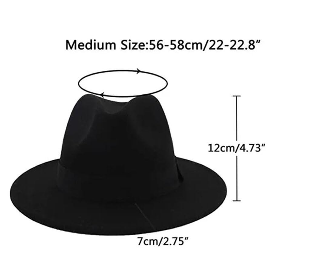 Hgvcfcv Classico Fedora Elastico Cappello Unisex Feltro di Lana Jazz Cappelli Eleganti Uomini Donne Tesa Larga Trilby Cap Fedora Cappello Uomo