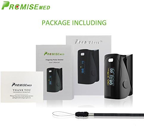 Pulse Oximeter PRCMISEMED Pro Sports and Aviation Finger-Unit Spot Check Oxygen Monitor Finger with Lanyard (OLED,Black)