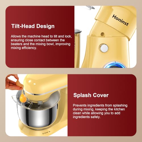Image of Honinst 4QT Electric Stand Mixer, 10-Speed Tilt-Head Compact Kitchen Mixer