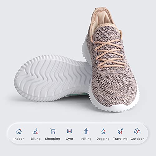 Image of Flysocks Slip On Sneakers for Women-Non Slip Gym Sports Shoes Lightweight Comfortable Walking Tennis Shoes, B- Pink Navy Mix, 9.5