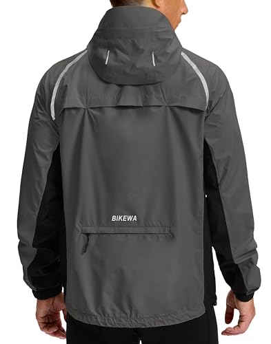 Image of Bikewa Men's Cycling Rain Jackets Waterproof Running Bike Windbreaker Lightweight Packable Hooded Jacket