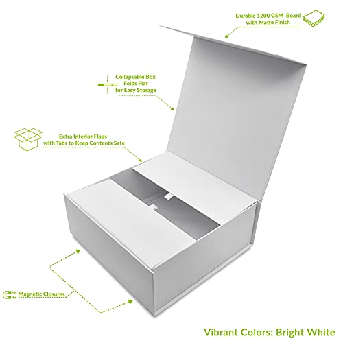 White Gift Box - 1 Pack Small Collapsible Magnetic Lid Luxury Cardboard Box For Presents, Gifts, Ornaments, Holiday, Weddings, Events, Small Businesses, Organization, Supplies, Crafting - 9.4X9.4X3.7 #TOP2
