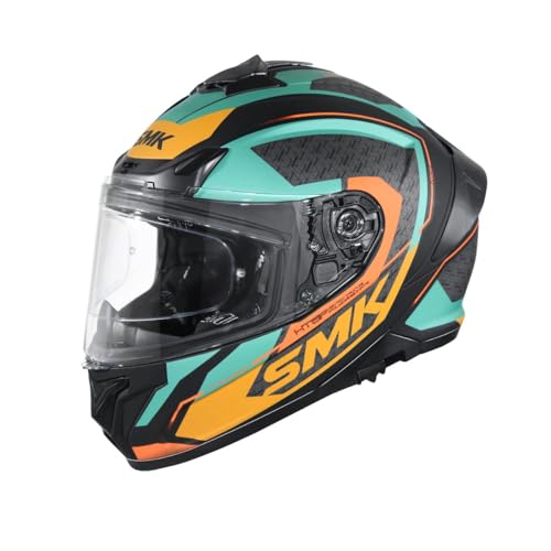 Image of SMK Typhoon RD1 ISI ECE & DOT Certified Full Face Dual Visor Helmet for Men and Women with Pinlock Fitted Clear Visor and Inner Sun Visor ( MATT Black - MA287 - L )
