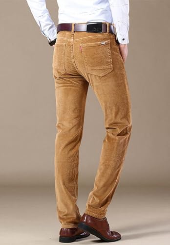 Men's Corduroy Formal Trousers Slim Fit Regular Suit Pants3